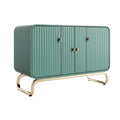 **Technische titel in het Nederlands: Moderne Groene Dressoir met Ribbelstructuur en Gouden Poten**