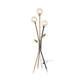 **Moderne Vloerlamp met Drie Bolvormige Lichamen en Natuurlijke Elementen**