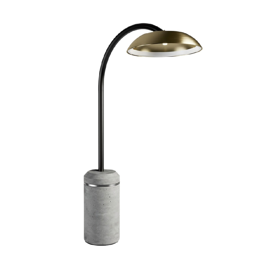 **Technische titel in het Nederlands:** Moderne booglamp met betonnen voet en metalen kap