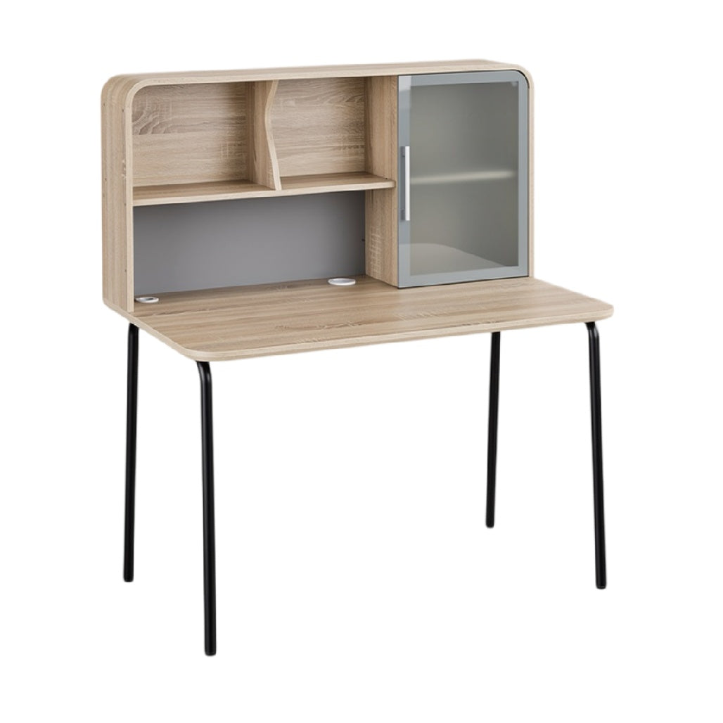 **Moderne Bureau met Opbergkast en Glazen Deur**
